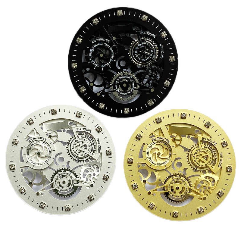 Custom skeleton watch dial