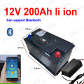 GTK 12V 200AH lithium ion battery with bluetooth BMS APP for 1200W fishing xenon lamp AGV Solar energy storage +20A Charger