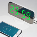 Alarm Clock Digital Electronic Smart Mechanical LED Display Time Table Desk 2 USB Charger Ports For Iphone Android Mirror Snooze