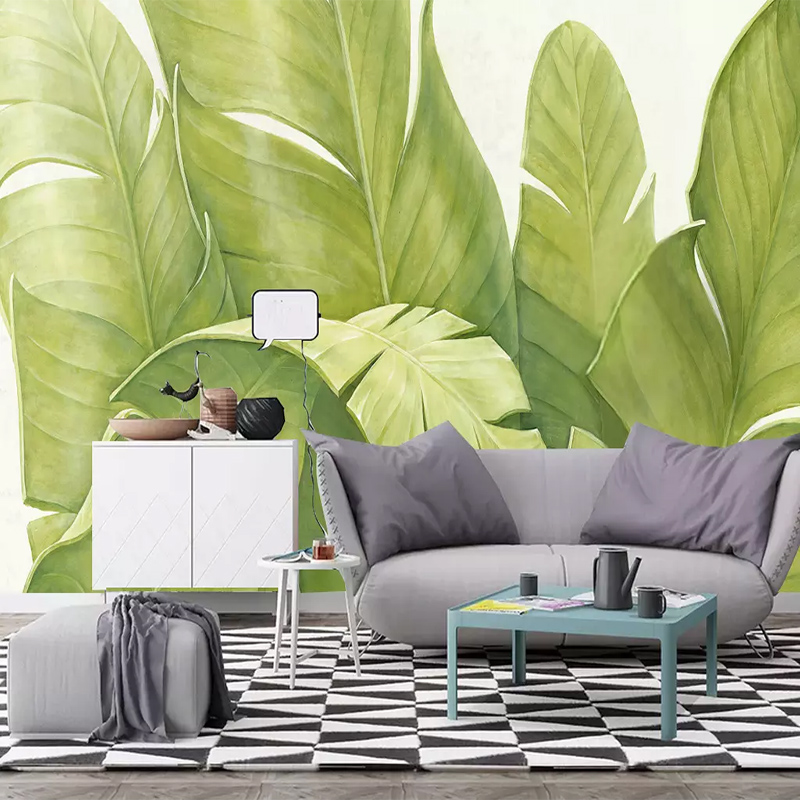 Custom Wall Cloth 3D Nordic Simple Small Fresh Banana Green Leaves Photo Mural Wallpaper Living Room TV Bedroom Home Decoration