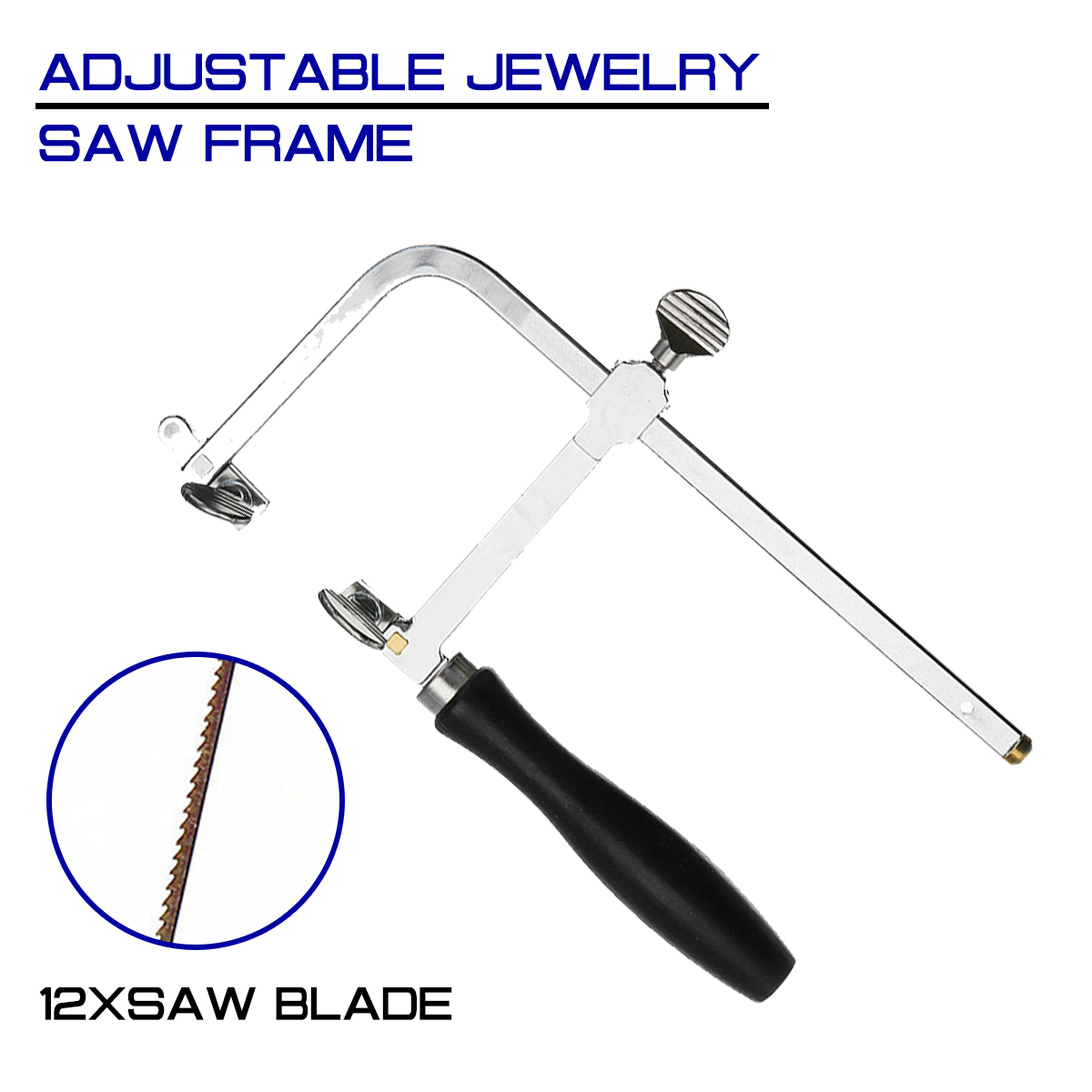 12Pcs Saw Blade + Adjustable Jewelry Saw Frame 18.5x8.7cm For Jewelry Making Woodworking With Wood Handle Repair Craft Tool