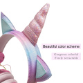 Funny Kids Headset Colorful Diamond Unicorn Headphones Girls Music Helmet Wired Earphones With Gifts Box Christmas Brithday