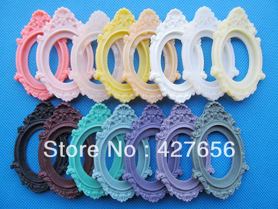 10pcs Oval Flatback (16 colors) Resin Frame Charm Finding,Base Setting Tray, for 30mmx40mm Cabochon/Picture/Cameo
