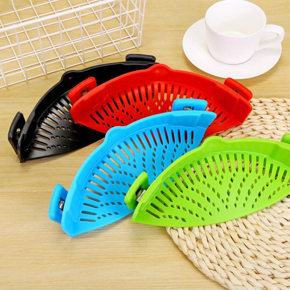 1pcs New Silicone Pot Colanders Pan Strainer Snap Strain Clip on Pasta Food Draining Excess Liquid Kitchen Accessories Tool