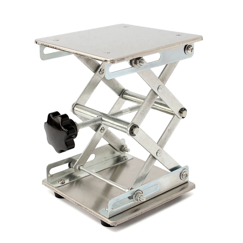 150 X 150Mm Lifting Platform Stand Rack Scissor Lab Jack Adjustable Height Stainless Steel Laboratory Table Holder Lifter