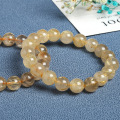 JD 6-14mm Gold Rutilated Quartz Bracelets For Women Natural Stone Beads Unisex Bracelet Jewelry Men Bracelets Bangles Decoration