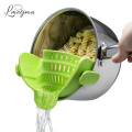 LMETJMA Universal Silicone Clip-on Pan Pot Strainer Anti-spill Pasta Pot Strainer Food Grade Rice Fruit Colander Strainer KC0111