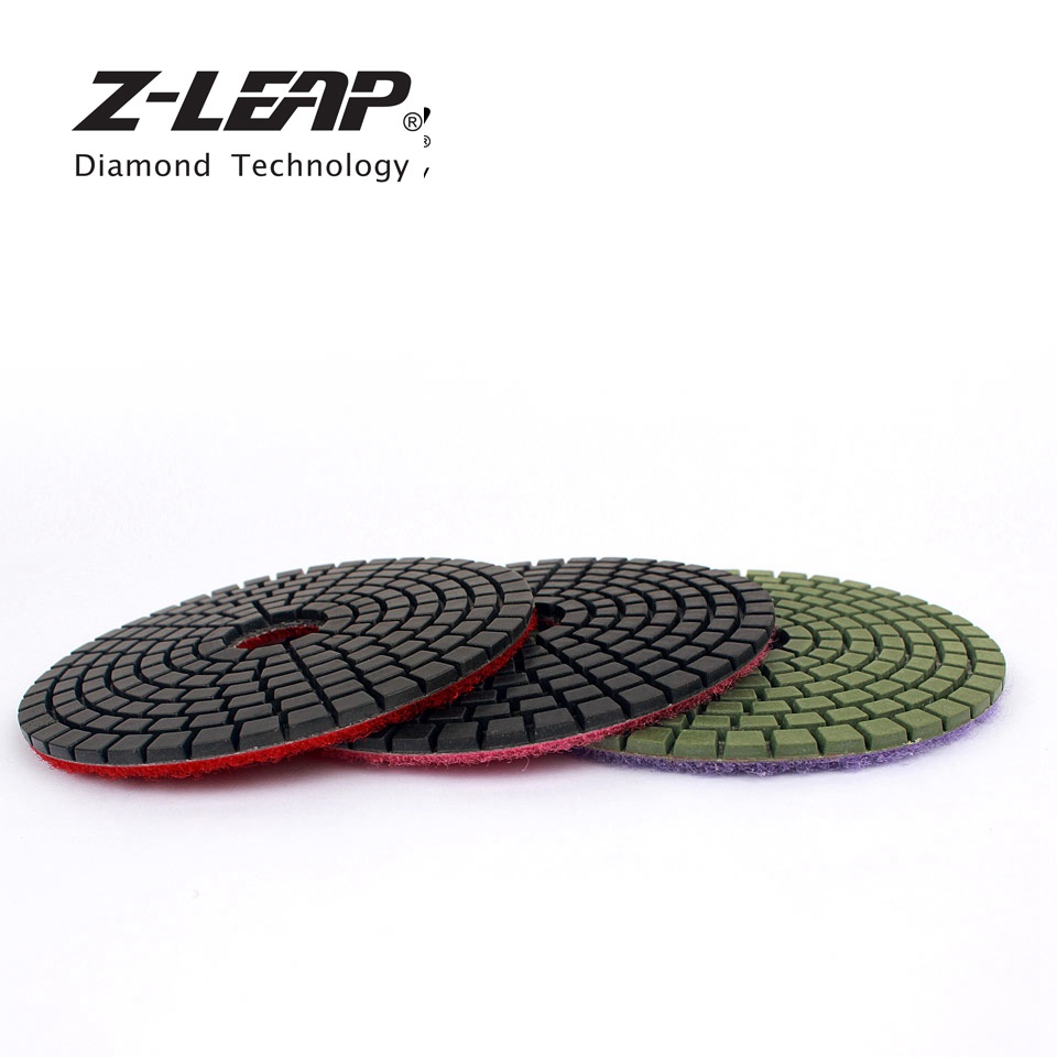 Z-LEAP 4 Inch 3 Steps Polish Pad Flexible Wet Diamond Polishing Wheels For Granite Marble Stone Abrasive Tool