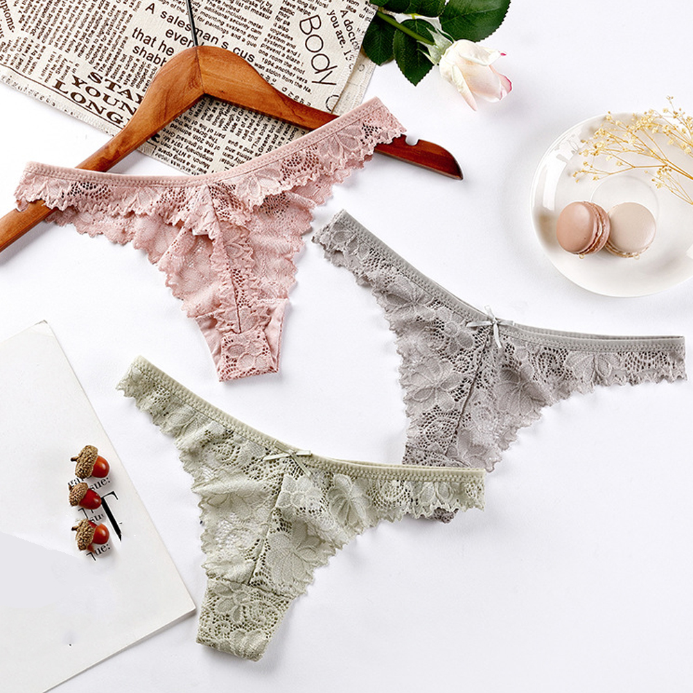 Sexy Underwear Women Panties G string Thong Pack Seamless Lace Panties Solid Color Transparent Underwear Lingerie Women Tangas