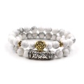 2 piece strands lava stone lion head bead bracelet set for men and women adjustable 8mm beads