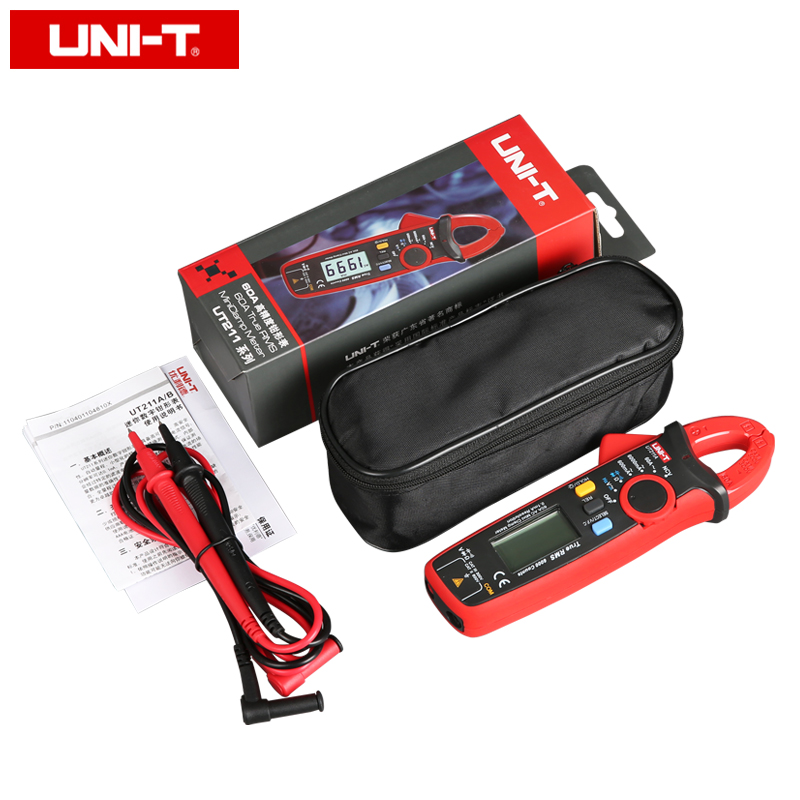 UNI-T UT211B AC/DC 60A Mini Digital Clamp Meters; True RMS Ammeter, V.F.C./NCV/ Resistance/Capacitance Test, LCD Backlight