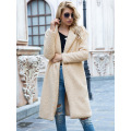 Long Coats Fleece Jackets Winter Warm Teddy Coat Cardigan Office Lady Sexy Women Wool Blends Full Tops Overcoats Plus Size