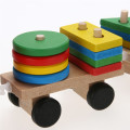 Wooden Train Building Blocks Educational Kids Baby Wooden Solid Stacking Train Toddler Block Toy for Children Birthday Gifts GYH