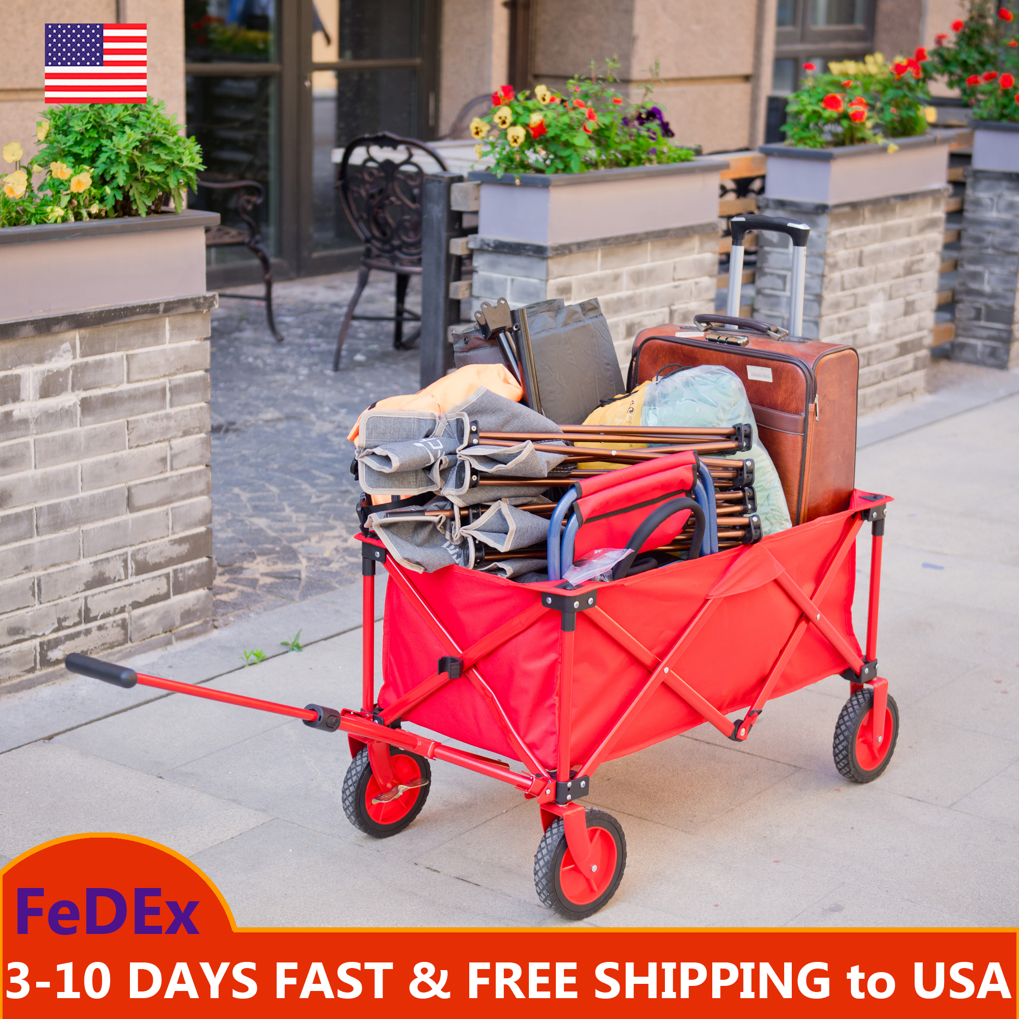 80KG Garden Cart Wheelbarrow Wagon Heavy Duty Folding Camping Rolling Dump Cart Outdoor Picnic Festival Trolley