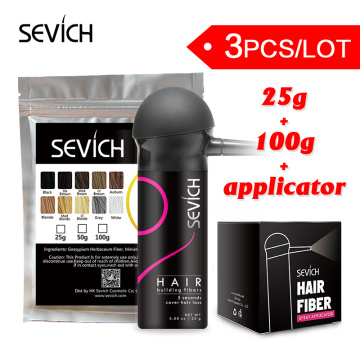 Sevich 3pcs/lot Hair Building Fiber Styling Color Powder refill 100g+gel 25g+Applicator Extension Keratin Thinning Hair Spray