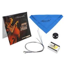 High quality 4pcs/set Cello Accessories steel wire Cello String + pure cotton Wiper + Rosin + Muffler for String Accessories