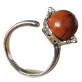 Natural Stone Rings for Women Gemstone 10mm Round Ball Adjustable Ring Crystal Charm Wedding Ring Silver Alloy Ring