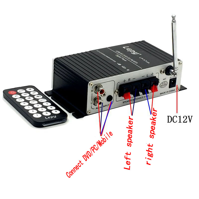 KYYSKB 2019 LP-A7 12V USB FM with radio remote control mini 2.0 Bluetooth amplifier home amplifier car amplifier