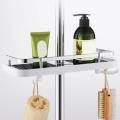 Adjustable Bathroom Shelf Rack Storage Holder Shower Rod Mounted Shampoo Gel Drain Organizer Tray Gadgets