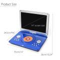 Rotatable Screen Multi Media DVD 14 inch Portable DVD Player for Game TV Function Support MP3 MP4 VCD CD Player for Home and Car