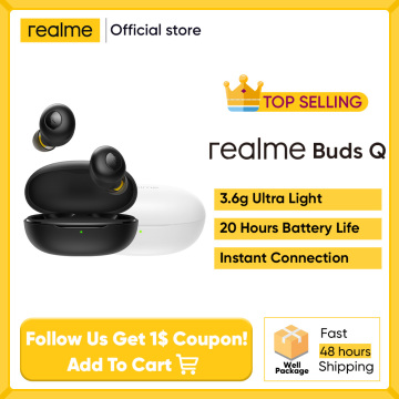 realme Earphones BudsQ TWS Ture Wireless Bluetooth 5.0 Open-up Auto Connection 20h Battery Life Charging Box Ultra Light 3.6g