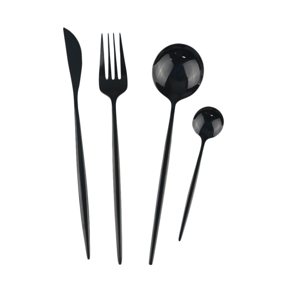 16/24Pcs Black Cutlery Set 304 Stainless Steel Dinnerware Set Knife Fork Spoon Dinner Set Kitchen Party Tableware With Gift Box
