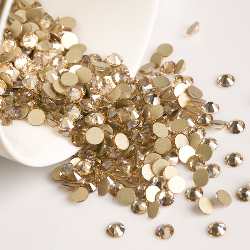 YANRUO Crystal Golden Shadow Non Hotfix Flat backs Crystal Rhinestones SS20 4.6-4.8mm Gold Stones Beads Nails Art Craft