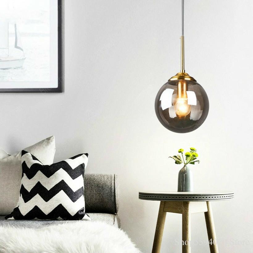 Modern Gold Glass Ball Pendant Lights Led Hang Lamp for Dining Room Kitchen Bedroom Living Room Pendant Lamp Hanglamp Fixture