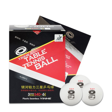 Yinhe 6 pieces high quality Red 3 star Seamless S40+ Supper Quality Poly table tennis Balls White ITTF Approved