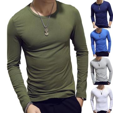 Men T Shirt Long leeve Cotton Spring Autumn Thermal Undershirt Armor Mens T Shirts Full Sleeve Round Neck Casual Men'S Tees