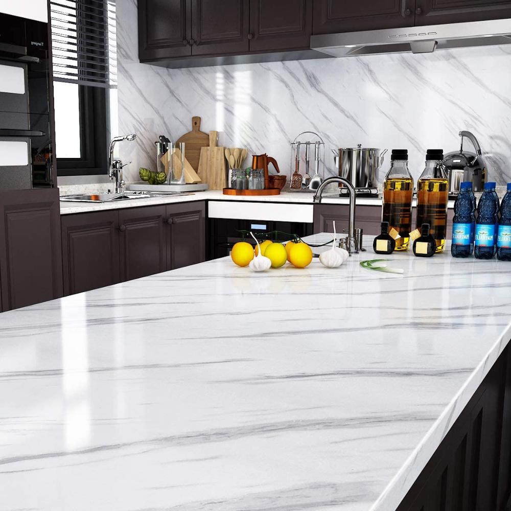 Marble Vinyl Film Self Adhesive Wallpaper Thick Waterproof Cabinet Table Marble Pattern Kitchen Oil-proof PVC Wallpaper