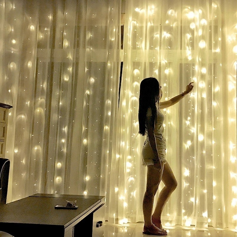 3x3m Fairy Curtain Light LED Remote Control USB Garland String Lights for Home Bedroom Window Holiday Christmas Party Decoration