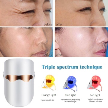 LED Mask Photonic Skin Instrument 3 Colors Light Skin Care Beauty Facial Mask Rejuvenation Wrinkle Acne Removal Skin Whitening