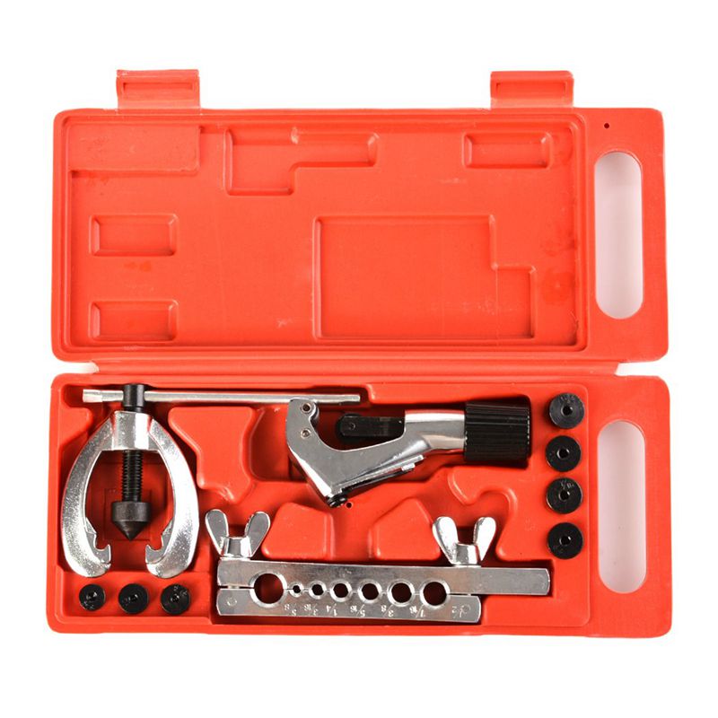 New Brake Pipe Flaring Tool Kit Line Plumbing With Aluminum 3-In-1 180 Degree Tubing Bender Cutter