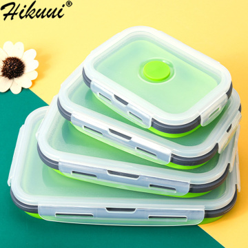 4 pcs Silicone Lunch Box Portable Bowl Colorful Folding Food Container Lunchbox 350/500/800/1200ml Eco-Friendly