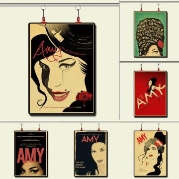 Amy Winehouse singer vintage posters kraft paper bar decorative wall sticker classic paintings