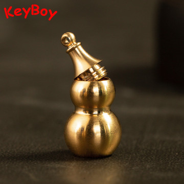 Brass Hollow Gourd Keyring Pendants Copper Handmade Lucky Gourd Car Waist Buckle Hanging Feng Shui Jewelry Key Chain Rings Gifts