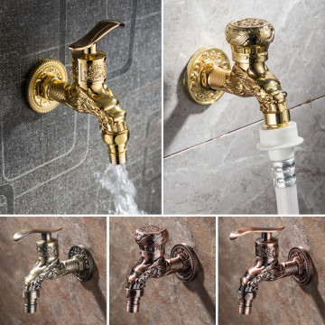 Decorative Outdoor Garden Faucet Bibcock Tap Bathroom Washing Machine Mop Tap Luxury Antique WC Faucet Torneira parede