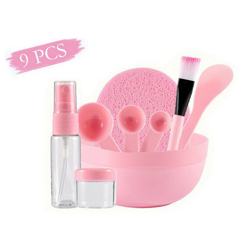 AACAR 9Pcs/Set DIY Facial Mask Tools Kit Bowl Brush Spoon Stick Bottle Sponge Top Quality Homemade Makeup Beauty Tool