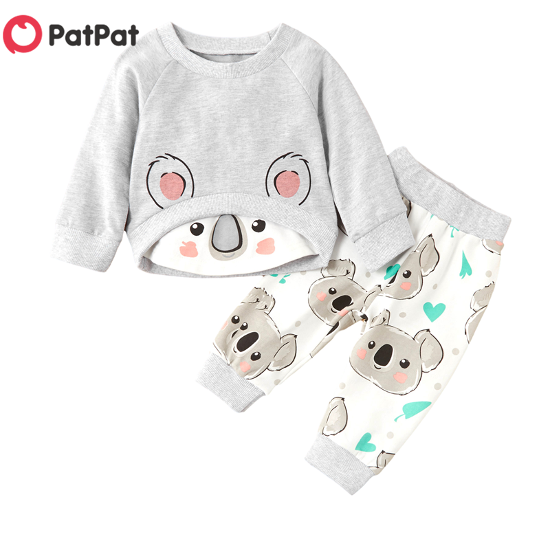 PatPat 2020 New Spring and Autumn Baby Adorable Koala Applique Top and Pants Set for Baby Boy Clothing Sets