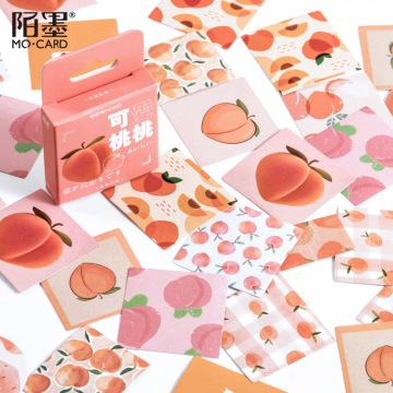 45pcs/pack Fresh Peach Label Kawaii Diary Handmade Adhesive Paper Flake Sticker Scrapbooking Stationery Decor Diy