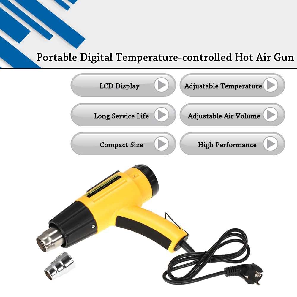 2000W AC220 Digital Electric Hot Air Gun Temperature-controlled Building Hair dryer Heat gun Soldering Tools Adjustable+ Nozzle