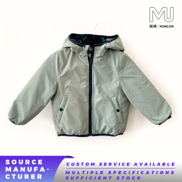 Kids Sage Green Contrast Trim Hooded Windbreaker Jacket