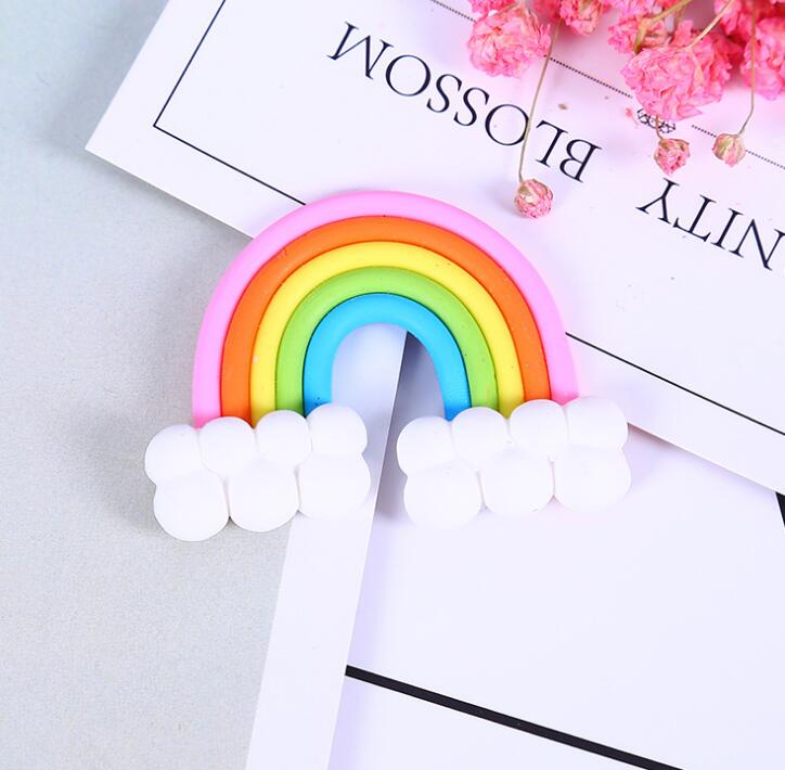 10pcs/lot Beautiful Polymer Clay Rainbow With Cloud Craft Cabochon Phone Decoration Diy Accessories