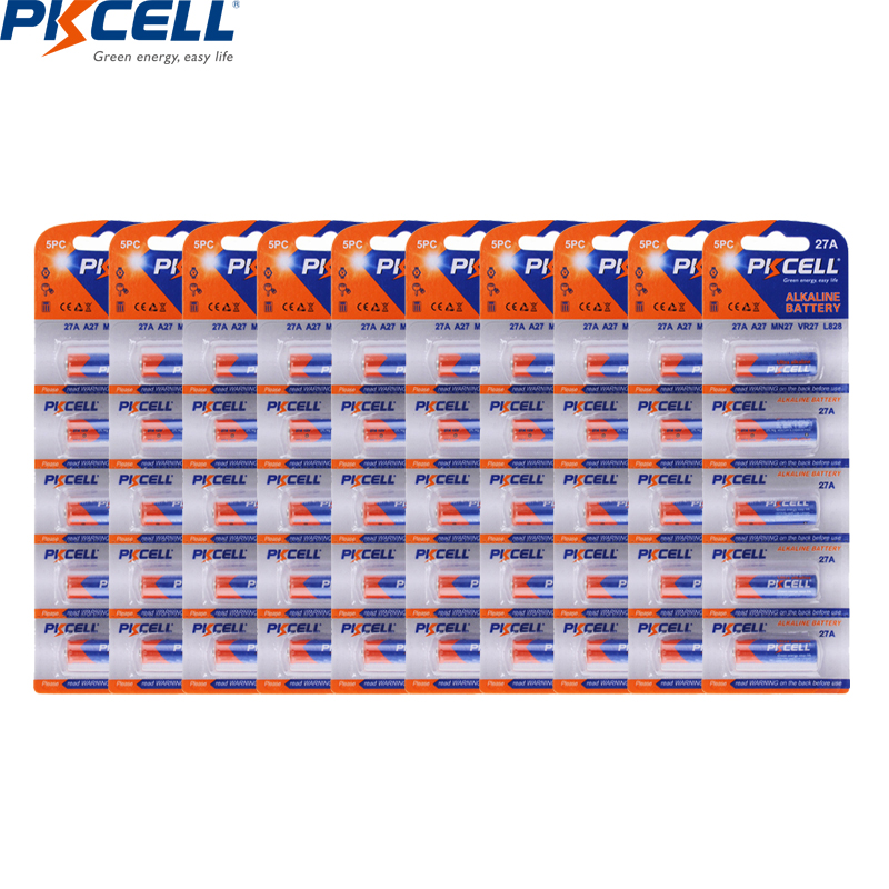 50pcs PKCELL 27a 12v battery super akaline battery primary batteries replace to G27A MN27 MS27 GP27A A27 L828 V27GA batteries