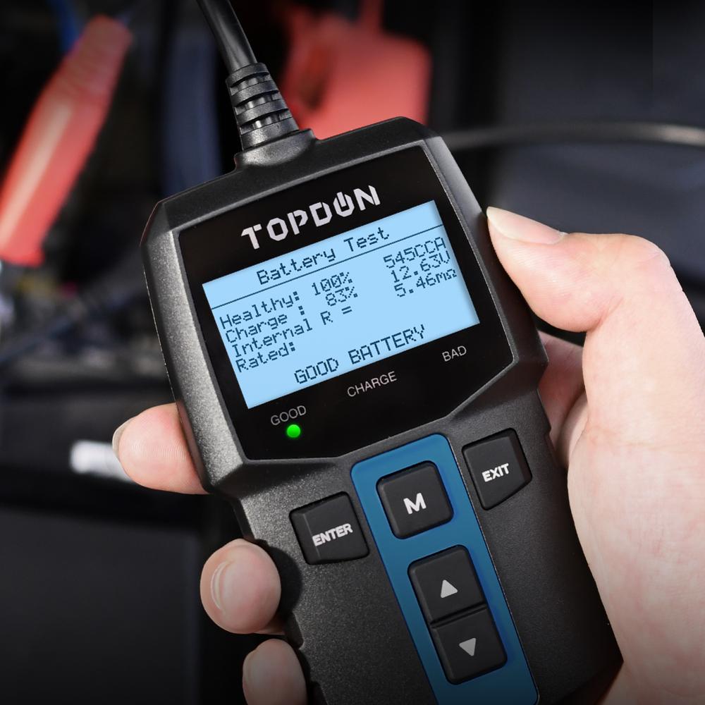 TOPDON BT100 12V Car Battery Tester Auto Battery Test Diagnostic 100 to 2000CCA Car Cranking Charging Battery Analyzer Tool