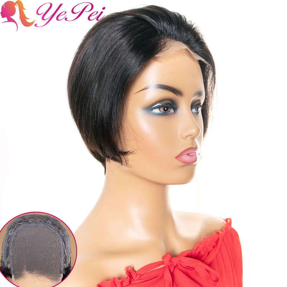 Pixie Cut Wig 4x4 Bob Lace Closure Wig Brazilian Straight Human Hair Wigs 130% Density Remy Short Human Hair Wigs Yepei Hair