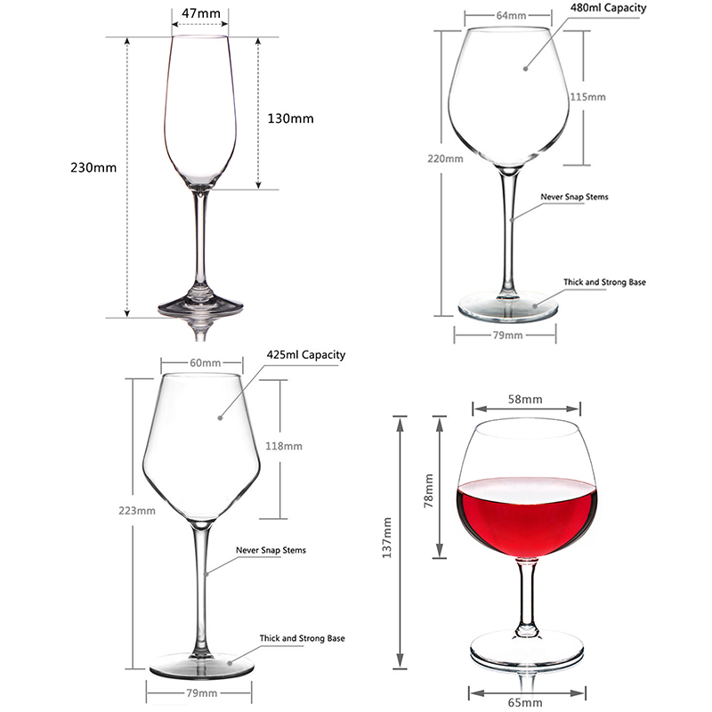 2Pcs Plastic Wine Glasses Clear Wine Glass Champagne Flutes Cup Home Wedding Bar Party Drinking Glassware Juice Cup Unbreakable