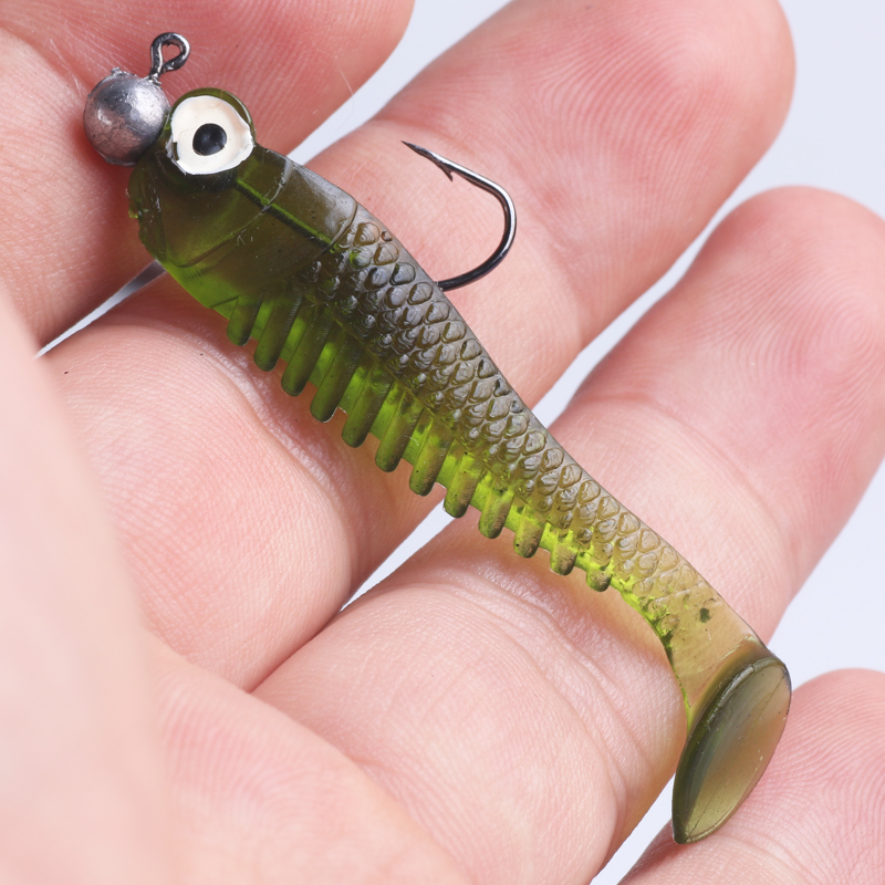 POETRYYI 1pcs 55mm 1.5g Lifelike Fish T Tail Artificial Silicon Soft Fishing Lure Worm Bait Plastic Swimbait Tackle