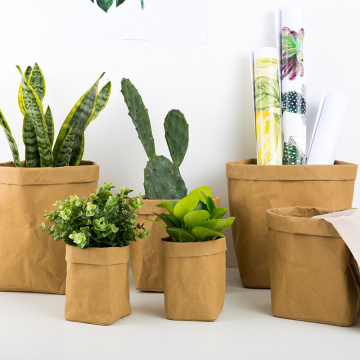 4 Size Mini Succulent Plant Pot Reusable Washable Kraft Paper Flower Pot Creative Multifunction Home Storage Bag For Desk Decor